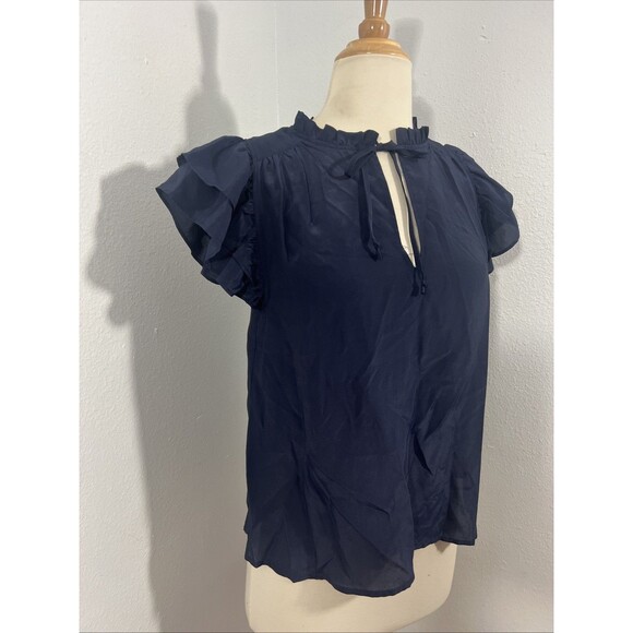 Vineyard Vines Top Women‎ XXS Navy Ruffle Fairy Grunge 90s Y2K - Picture 2 of 8